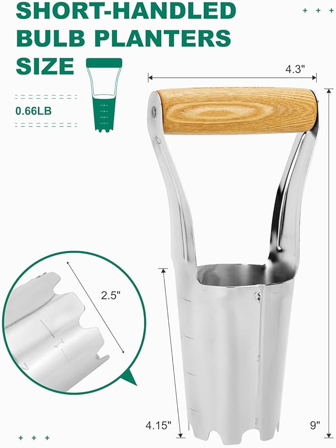 Bulb Planter Tool 4 Inch Measurements Garden Bulb Planting Tool Plant Hole Digger Tool for Tulip Daffodil Flower Plants Handled Transplanter