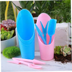 Succulent Planting Tool Set with Transplanter, Small Soil Scoop, Cleaning Brush, and Root Lifter, Pink Gardening Hand Tools Kit for Indoor and Outdoor Plant Care