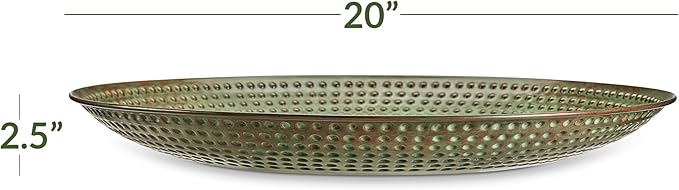 Good Directions Bird Bath Basin for Outside Backyard, Outdoor, Patio, Garden, Birdbath, Bird Feeder Gift for Bird Lovers Watchers, Large 20" Copper Metal Blue Verde