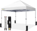 CROWN SHADES 8x8 Pop Up Canopy - Beach Tent with One Push Setup - Easy Outdoor Sun Shade for Events, Parties, Camping - Gazebo with STO-N-Go Cover Bag, Silver Coated Top, White