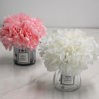 LADADA Artificial White Peony Bouquet in Mini Glass Vase – Faux Floral Arrangement for Home Decor, Wedding Centerpieces, Tabletop Accents