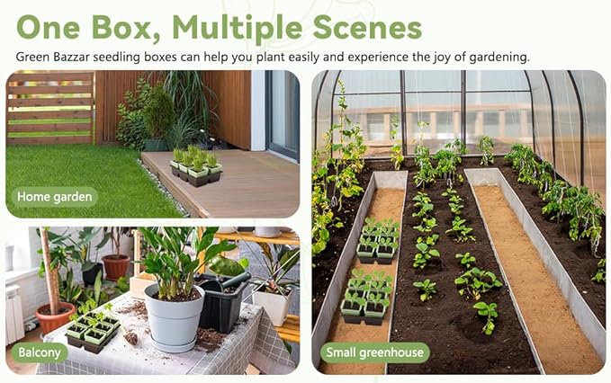 Side-Open Seed Starter Tray 4-Pack, 24 Cells Modular Design with Detachable Plant Cells, Extra-Large 2.36"x2.28" Cells, Reusable Seed Germination Kit for Indoor & Outdoor Gardening