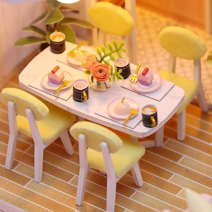 GuDoQi DIY Miniature Dollhouse Kit, Tiny House kit with Furniture and Music, Miniature House Kit 1:24 Scale, Great Handmade Gift for Birthday Christmas Day, Sweet Time House