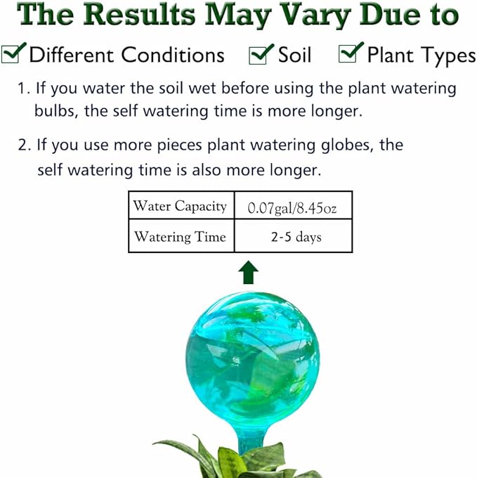 Plant Self Watering Globes, Large 12pcs Flower Automatic Watering Bulbs, Plastic Plant Flower Self Watering Devices, Garden Self Watering Planter Insert for Daily Vocation Watering, Forgetful Gardener