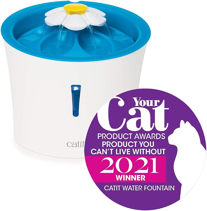 Catit LED Flower Fountain with Triple Action Filter, Cat Drinking Water Fountain, 3 L