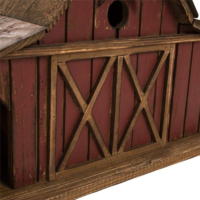 Glitzhome Bird Houses for Outdoors, 20.67" H Rustic Wooden Bird House Barn Design Hand Painted Birdhouse Extra-Large Bird Houses for Outsides