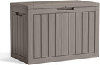 PatioZen 45 Gallon Resin Deck Box, Lockable Patio Outdoor Storage Box for Furniture, Garden Tools and Tools Storage, Waterproof Outside Storage Boxes - Grey