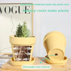 vensovo 4 Inch Small Yellow Terracotta Plant Pots with Saucer - 6 Pack Clay Flowerpots with Drainage, Great for Indoor Outdoor Plants, Crafts, Wedding Favor