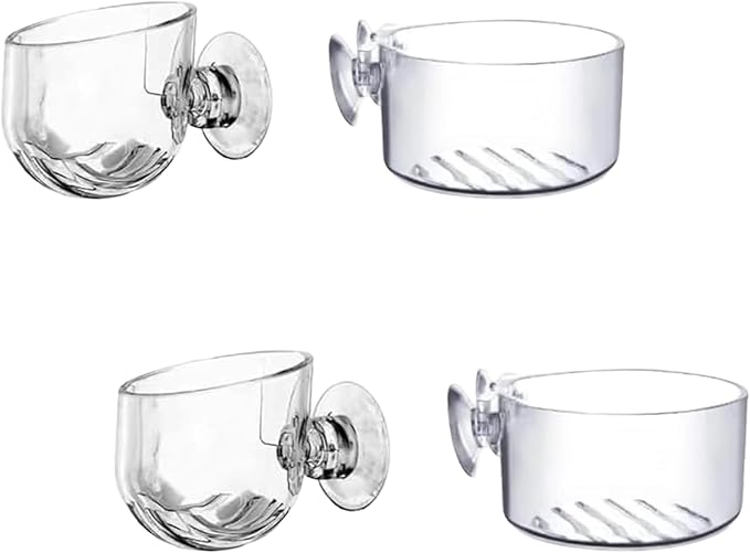 4 Pcs Aquarium Plant Pot Planter, Glass Fish Tank Plants Holder, Aquarium Decoration Plant Cup with Suction Cups for Fishes Tank Ornament Aquarium Décor Plastic Plants Fish and Aquatic Pets