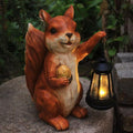 Garden Statue Outdoor, Solar Squirrel Decor Lights, Resin Figurine Squirrel with Solar Light for Patio, Balcony, Yard, Lawn Ornament, Perfect Garden Gift