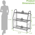 VyGrow Plant Stand, 3 Tier Plant Shelf for Indoor Outdoor, Heavy Duty Metal Outdoor Plant Stand Holder Rack for Living Room Balcony and Garden, Iron Wire, Black