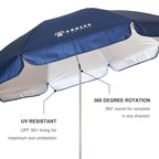 AMMSUN XL Chair Umbrella with Universal Clamp Adjustable 47 inches and 360-degree Swivel UPF 50+, Portable Clamp on Camping or Beach Chair, Stroller, Wheelchair, Golf cart, Navy Blue, 2 PACK