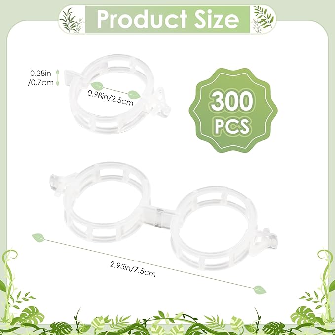 200 PCS Plant Support Clips - Reusable Tomato Clips for Climbing Plants Secured Plastic Garden Trellis Clips Plant Fixing Clips for Tomato Grape Cucumber Vine