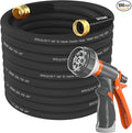 SPECILITE Garden Water Hose 100 ft x 5/8 in Heavy Duty, Flexible and Lightweight, Burst 600 psi, Kink-less Hybrid Rubber Pipe for Backyard, 3/4'' Brass Fittings, Black