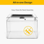 HELIME Reptile Polycarbonate Terrarium Kit 7 Piece Starter Habitat for Tarantula,Lizards,Frogs,Geckos,or Hermit Crabs,Tank with Escape-Proof Locking Lid,Light,Hygrometer,Hide,Tweezer,Bowl,Sprayer XL