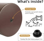 Metal Plant Pot with Drainage Hole,Mid Century Modern 7 inch Round Pot Indoor Outdoor Planters Gift for Decorative Pots of Tabletop Living Room Bedroom Coffee
