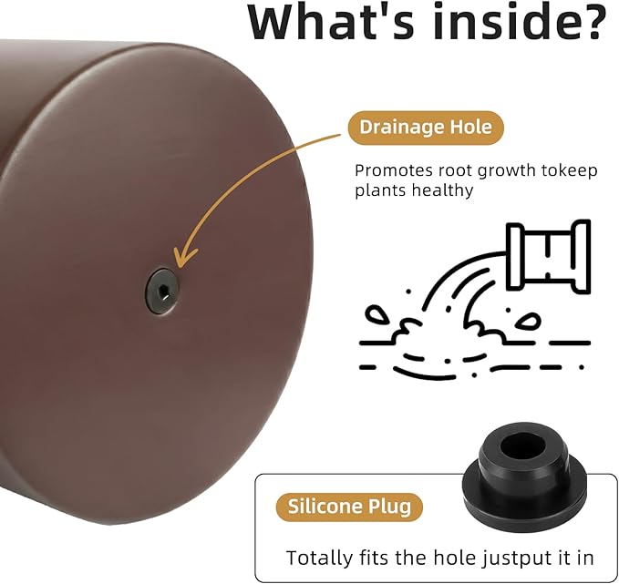 Metal Plant Pot with Drainage Hole,Mid Century Modern 7 inch Round Pot Indoor Outdoor Planters Gift for Decorative Pots of Tabletop Living Room Bedroom Coffee