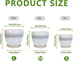 Ceramic Plant Pots - Modern Round 10 Inch 8 Inch 6 Inch Planters for Indoor Outdoor, Flower Pots with Drainage Holes and Plant Saucers, Home Decor, Plant Lover Gifts, Set of 3, White-Grey