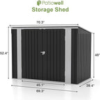 Patiowell 6x3 FT Storage Shed, Outdoor Metal Horizontal Sheds with Lockable Door, Waterproof Outside Trash Can Storage Shed for Lawn Garden Backyard, Black