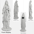 VChymm Virgin Mary Statue 31.49 Inch Religious Garden Statue Solar Mary Statue Outdoor Yard Patio Deck Home Entryway Hallway Sculpture
