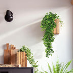 RECUTMS Fake Hanging Plants 2Pcs Outdoor Greenery Artificial Hanging Flower for Outdoors Hanging Basket Artificial Hanging Plants Plastic Home Garden Wedding Party Shelf Aesthetic Decorations(Green)