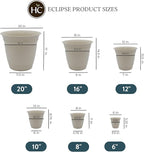 The HC Companies Eclipse Round Planter with Saucer - Outdoor & Indoor Plant Pot with Drainage Holes - Lightweight, UV-Resistant Plastic Pots for Plants, Flowers & Herbs (20" Cottage Stone, Pack of 1)