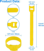 California JOS 60 PCS 6 Inches Reusable Cable Ties, Adjustable Cord Straps, Cable Organizer, Cord Wrap and Hook Loop Cords Management -yellow