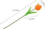 Mandy's Orange Partially Open Artificial Tulips Flowers Centerpiece, 13.5" Lifelike PU Fake Floral Stems 12pcs for Kitchen Island & Dining Table, Spring Decor for Easter