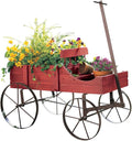 Collections Etc Amish Wagon Decorative Indoor/Outdoor Garden Backyard Planter, Red