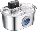 Wireless Cat Water Fountain Stainless Steel, Pet Drinking Fountain Cordless – 3.2L/108oz Battery Operated Automatic Water Dispenser for Cats Indoor, with Motion Sensor & Quiet Pump (1 Filter)