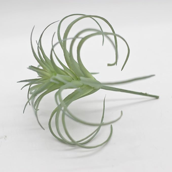 Small Artificial Air Plants Look Real Succulants Plant Faux Greenery Bromeliads for Garden Home Office Decoration (Green Flocking Air Plants)