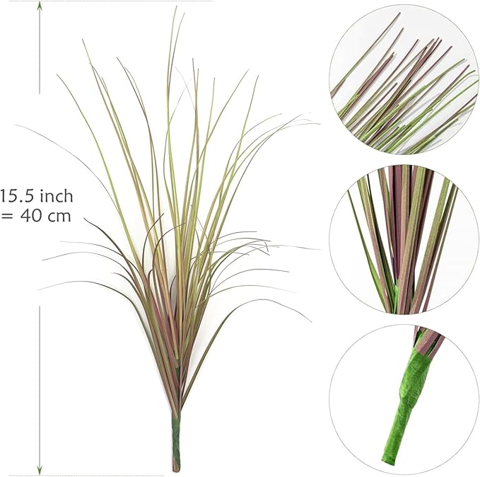 Artificial Wheat Grass Plants, Fake Greenery Plastic Plant Faux Onion Stems Flower Shrubs Weed Decor for Indoor Room Home Office Outdoor Garden Porch Wedding Party DIY Wreath Decoration Purple 16 Pack