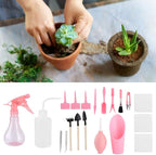 19Pcs Succulent Tools,Mini Garden Small Gardening Tools Indoor, Transplanting Gardening Tools,Pruning Shear Gardening Scissors,Hand Tool kit for Bonsai Indoors Small Plants (Red)