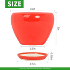 Deep Dream 10 Inch Plant Pot- Ceramic Planter Pot Round Plant Pots for Indoor Plants Outdoor Large Flower Pot with Drainage Holes & Trays, Red