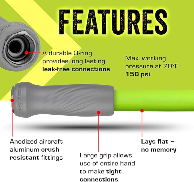 Flexzilla Garden Lead-in Hose with SwivelGrip, 5/8 in. x 10 ft., Lightweight All-Weather Water Hose, Durable and Flexible, Leak-Free Connections