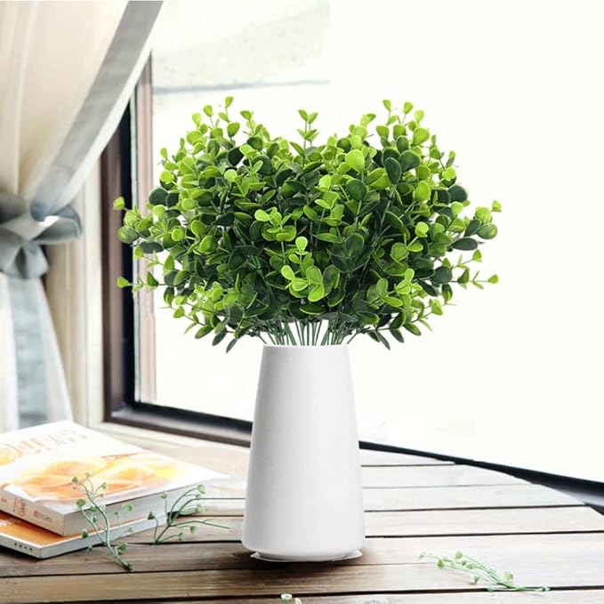 CATTREE Artificial Eucalyptus Shrubs Fake Plant, Faux Branches Stems Decoration Arrangements Greenery Leaf Bud for Home Farmhouse Wedding Bouquets Table Centerpieces Vases Flower Floral Décor 4 Pack