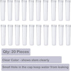 JFFX 20 Pcs Floral Water Tubes 2.8 Inch Clear Plastic Flower Vials with Caps for Flower Arrangement Decoration