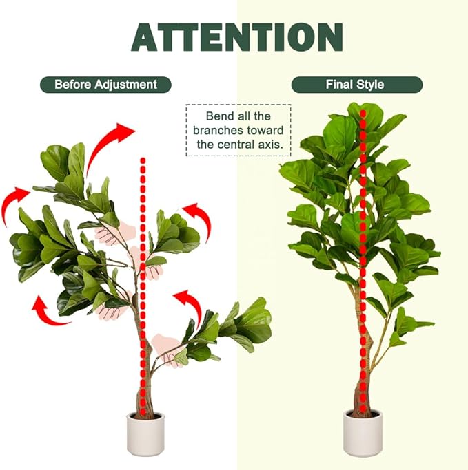 5ft Artificial Fiddle Leaf Fig Tree Tall Large Realistic Fake Ficus Lyrata Plant for Indoor Home Decor Office Living Room Floor Plant Modern Farmhouse Silk Tree 60 Inch Pet Safe Maintenance Free
