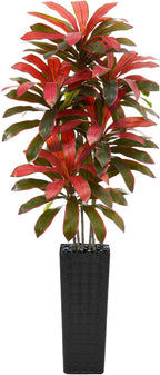Artificial Dracaena Tree：7FT Faux Silk Tropical Yucca Floor Trees Realistic Fake Green Plant with Natural Wood Trunk & Lifelike Leaves for Home Office Decor Indoor & Outdoor (7FT,1-Pack,Black)