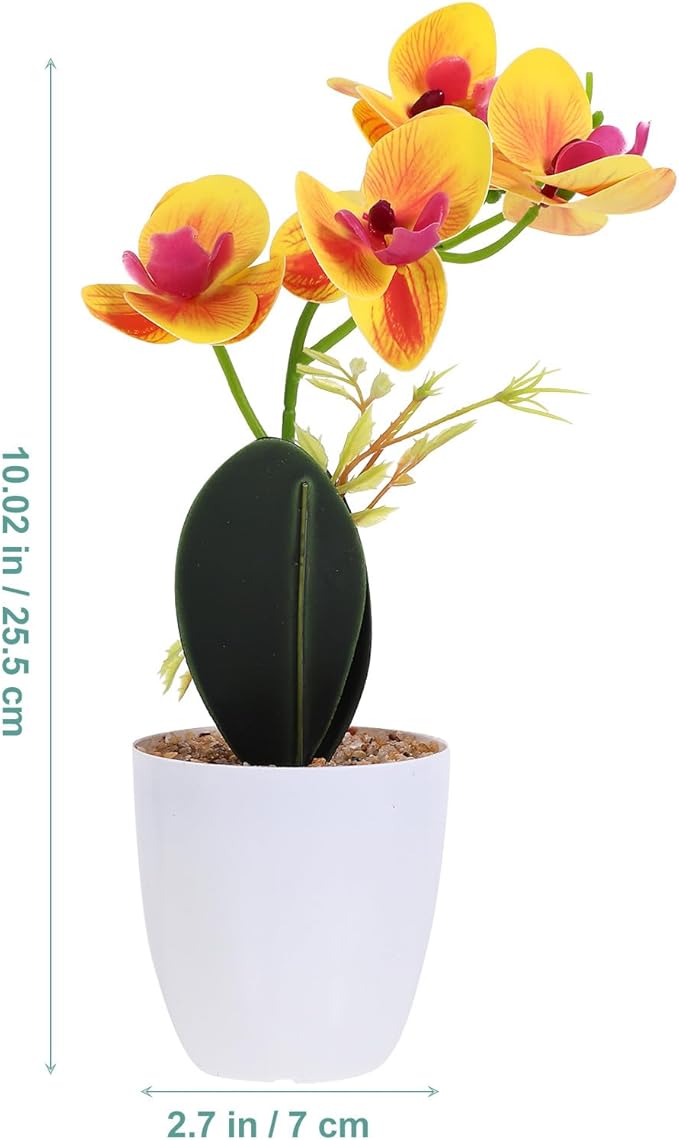 3pcs Realistic Faux Potted Plants Small Orchid Bonsai Set, 3D Printed Soft Touch Simulation Flowers, Decorative Floral Ornaments for Living Room and Office Desk