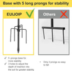 78 Inch Extra Tall Shepherd Hooks for Outdoors, Heavy Duty Metal Garden Hooks for Hanging Plants, Bird Feeders, Lanterns – Rust-Proof Steel with 5 Fork Base, Black