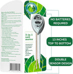 Houseplant Health Meter – 3-in-1 Tool to Prevent Overwatering, Root Rot & Leaf Burn | Test Soil Moisture, Sunlight & pH | Simple, Easy, Battery-Free | Suitable for Indoor, Outdoor & Potted Plants