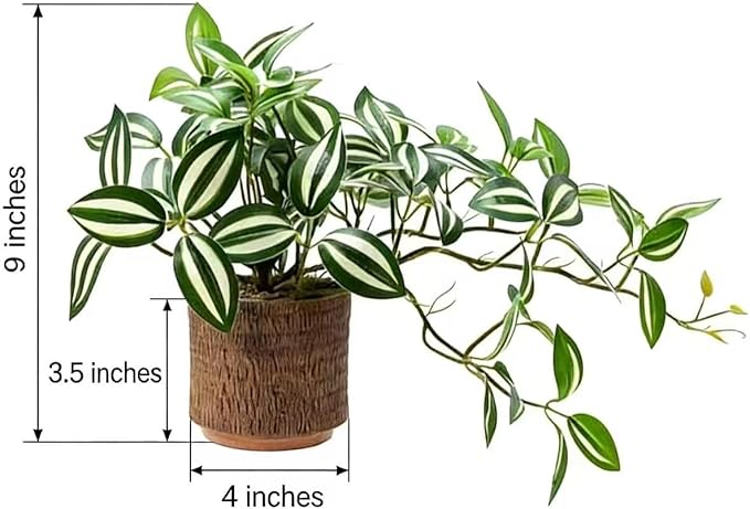 8.5" Artificial Trailing Peperomia Vine in Textured Light Coffee Ceramic Pot 12" Wide Lifelike Faux Round-Leaf Plant for Indoor Home Office Desk Shelf Bathroom Decor