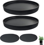 Yukfona Ceramic Plant Saucer Pot Tray 2 pack-12 Inch, Planter Saucers 4 5 6 7 8 9 10 11 12 Inch for Indoors Outdoor, Durable Sturdy Flower Drainage Tray for Glazed Pots Base (12.5 Inch-2-Black)