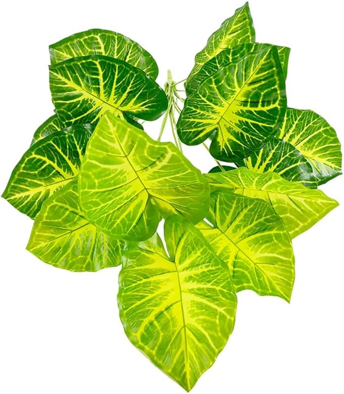 Artificial Caladium Plant with Red and Green Leaves, Red Leaf Artificial Plants Decoration Simulated Bonsai Potted Decor Home Room Party Wedding Office Floor (Light Green(No Flowerpot), 75cm)