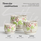 Ceramic Plant Pots with Drainage Holes and Saucers, Round Flower Pots for Indoor Plant, 4/5.2/6.6 Inches Vintage Flower Planters Set of 3