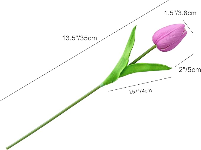Mandy's Lavender Artificial Tulips Flowers Centerpiece, 13.5" Lifelike PU Fake Floral Stems 20pcs for Kitchen Island & Dining Table, Spring Decor for Easter