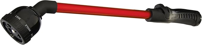 Dramm RainSelect Rain Wand – 16 Inch Aluminum Watering Wand with 9-Pattern Adjustable Spray Head & One Touch Thumb Control Valve – Garden Hose Wand for Containers, Raised Beds & Hanging Baskets – Red