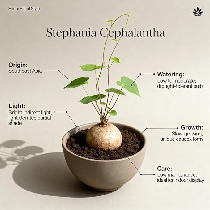 Stephania Plant Live in 2 – 2.5" Inch Pot | Compact Stephania Erecta Bulb Trees | Simple-Care Indoor Houseplant | Decorative Indoor Tree for Homes, Desks Spaces