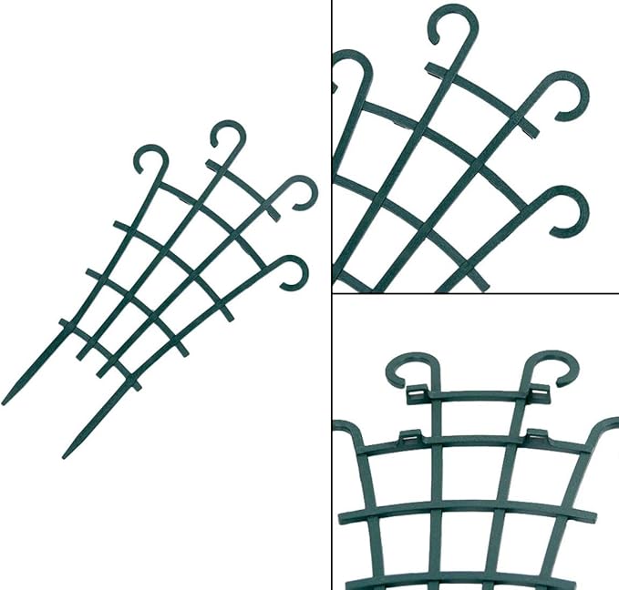 UWIOFF 12 Pack Trellis for Potted Plants, Garden Trellis for Climbing Plants Plastic Mini Climbing Plant Trellis Flower Pots Support Stackable Trellis for Climbing Plants Peas, Dark Green